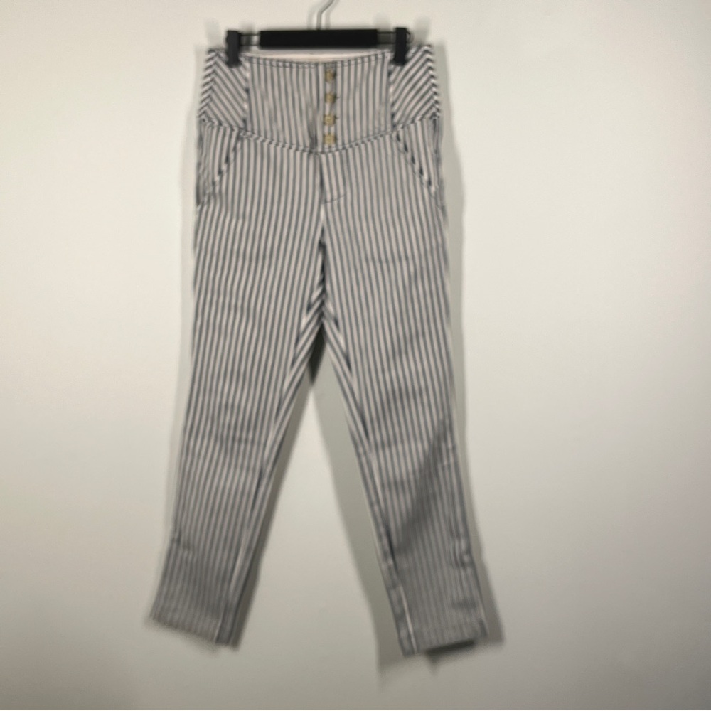 …FREE PEOPLE Size 4 women’s Vertical Striped High Waisted Pants. Straight Leg - Picture 3 of 9